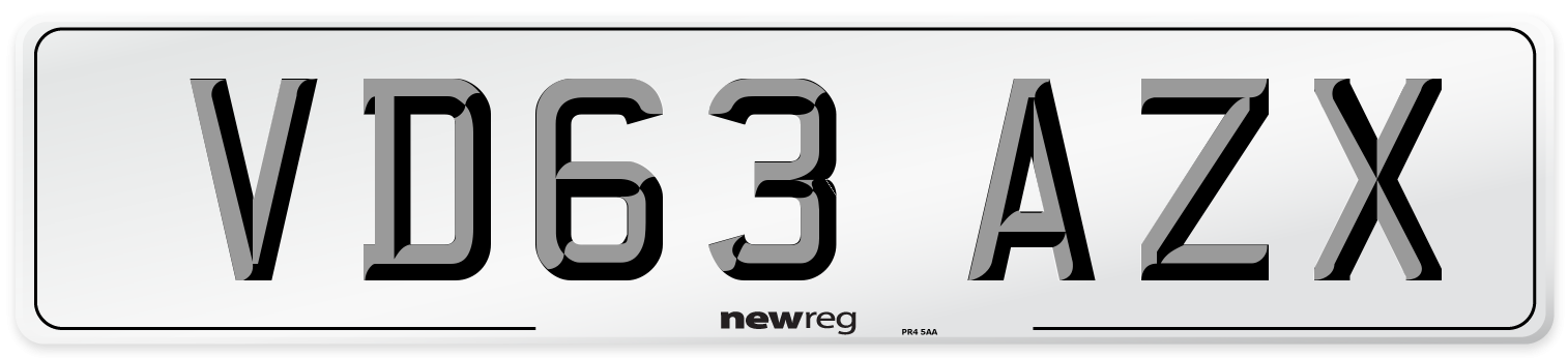 VD63 AZX Number Plate from New Reg